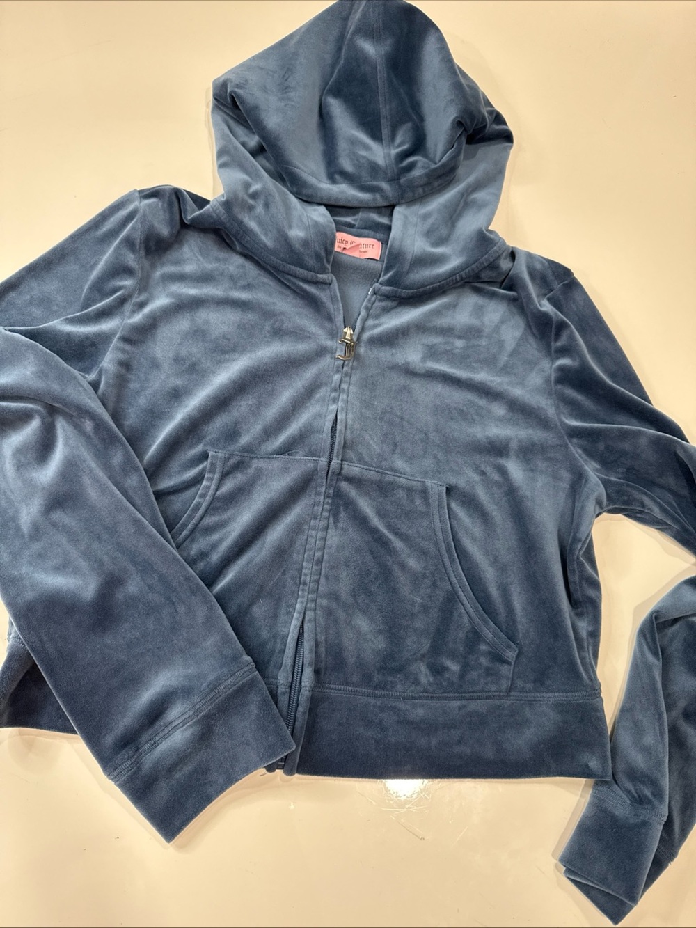 Juicy Couture Pink Velour Blue Track Jacket Size XL A030826